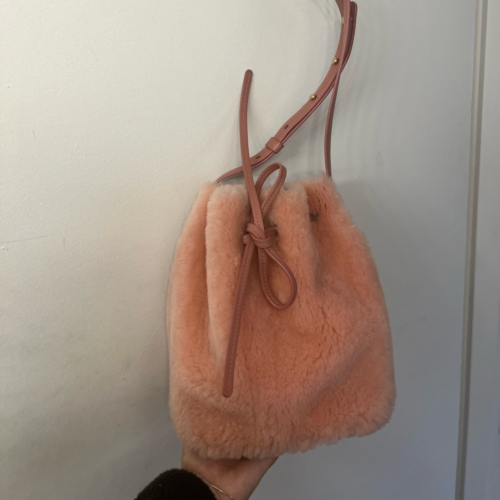 Mansur Garviel Pink Fur Bucket Bag